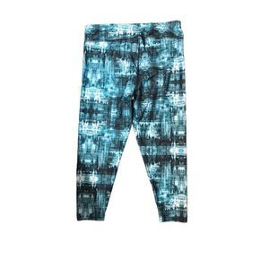 Spalding tie dye turquoise black and white cropped yoga pants